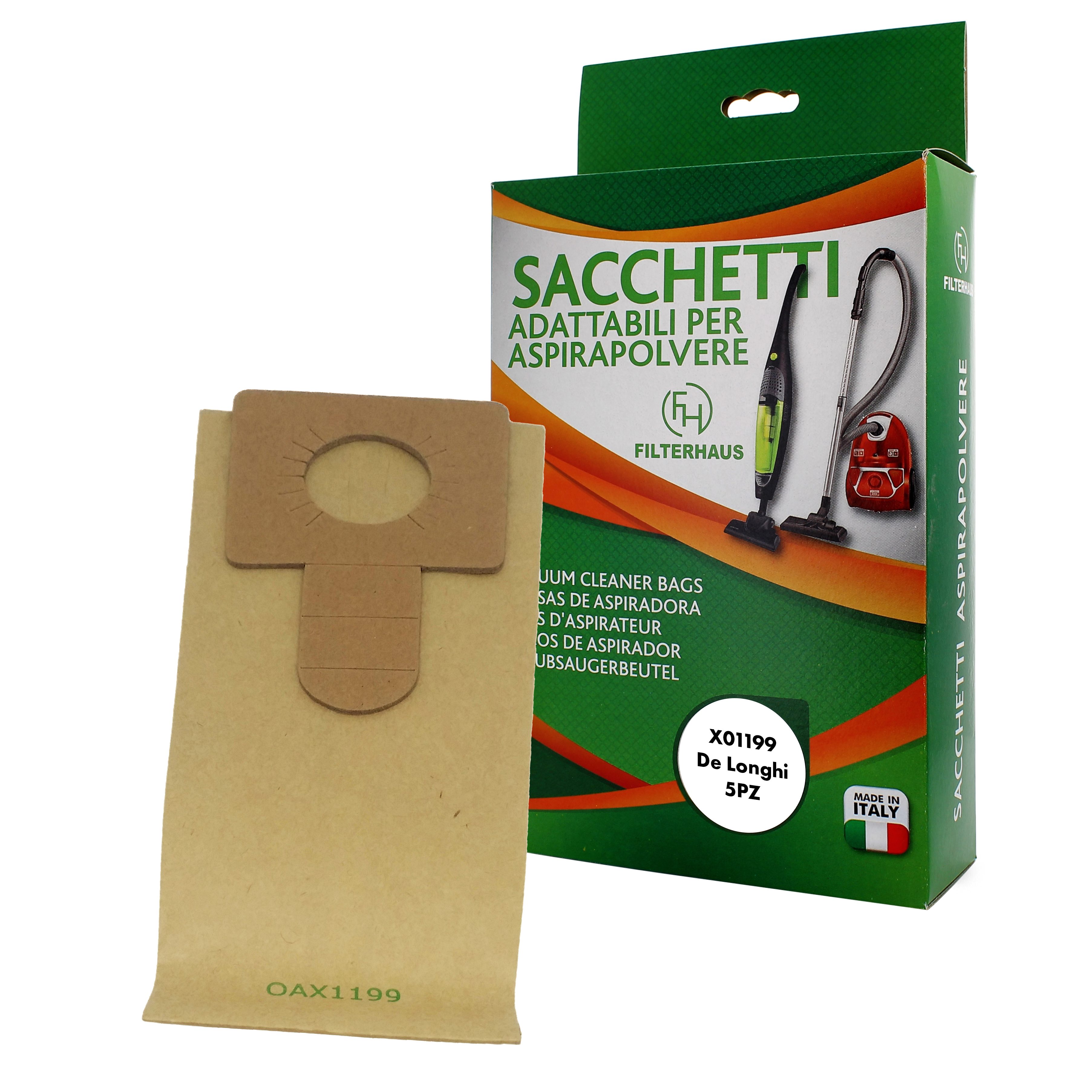 Confezione sacchetti per aspirapolvere in scatola da 5 pz per modello aspiretta