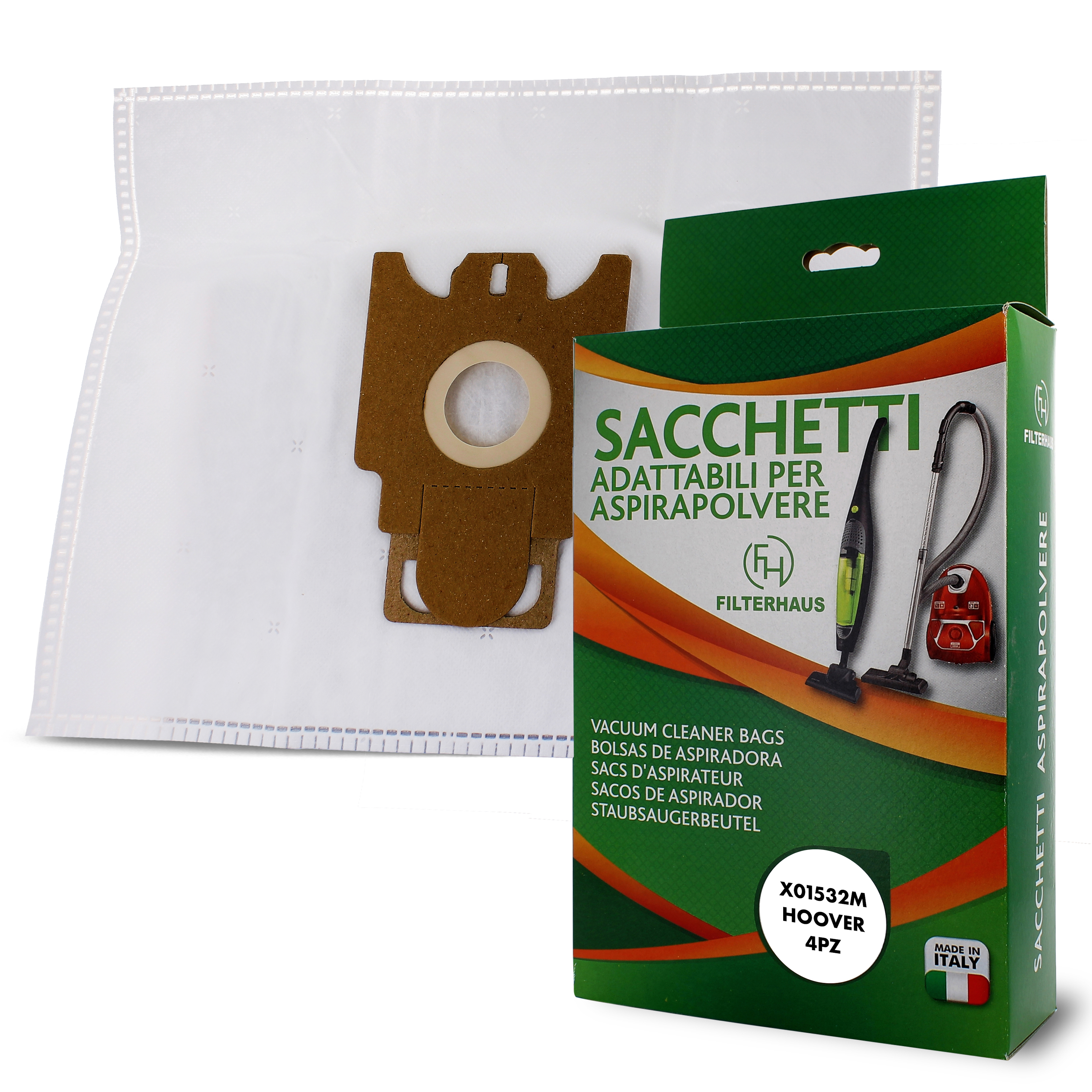 Confezione sacchetti per aspirapolvere in microfibra in scatola da 4 pz per mode