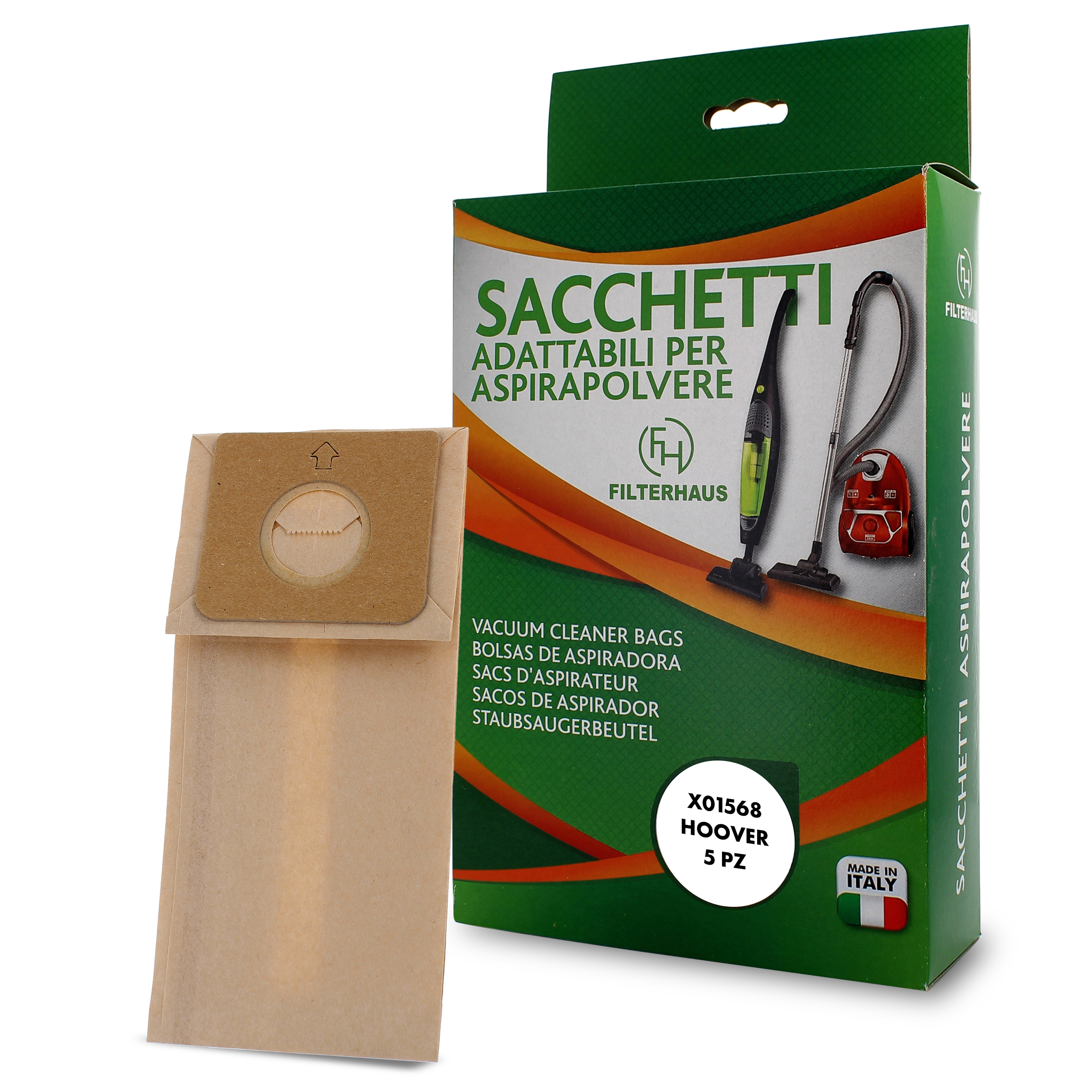 Confezione sacchetti per aspirapolvere in scatola da 5 pz diva adattabile
