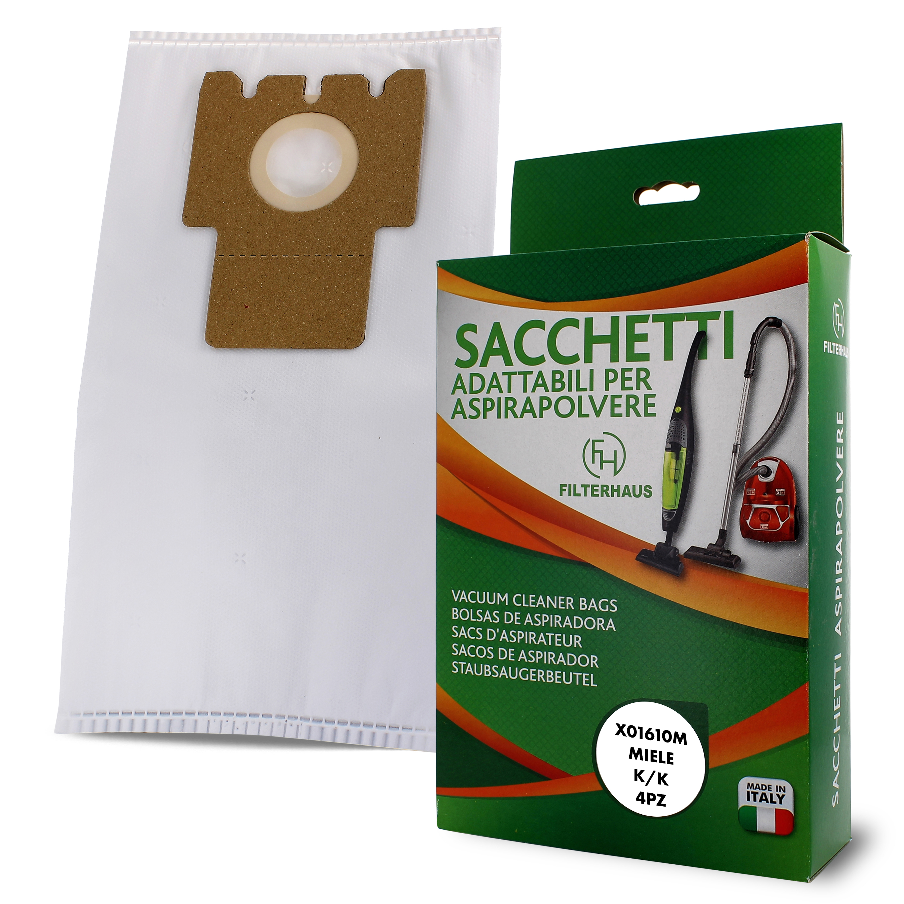 Confezione sacchetti per aspirapolvere in microfibra in scatola da 4 pz per mod.