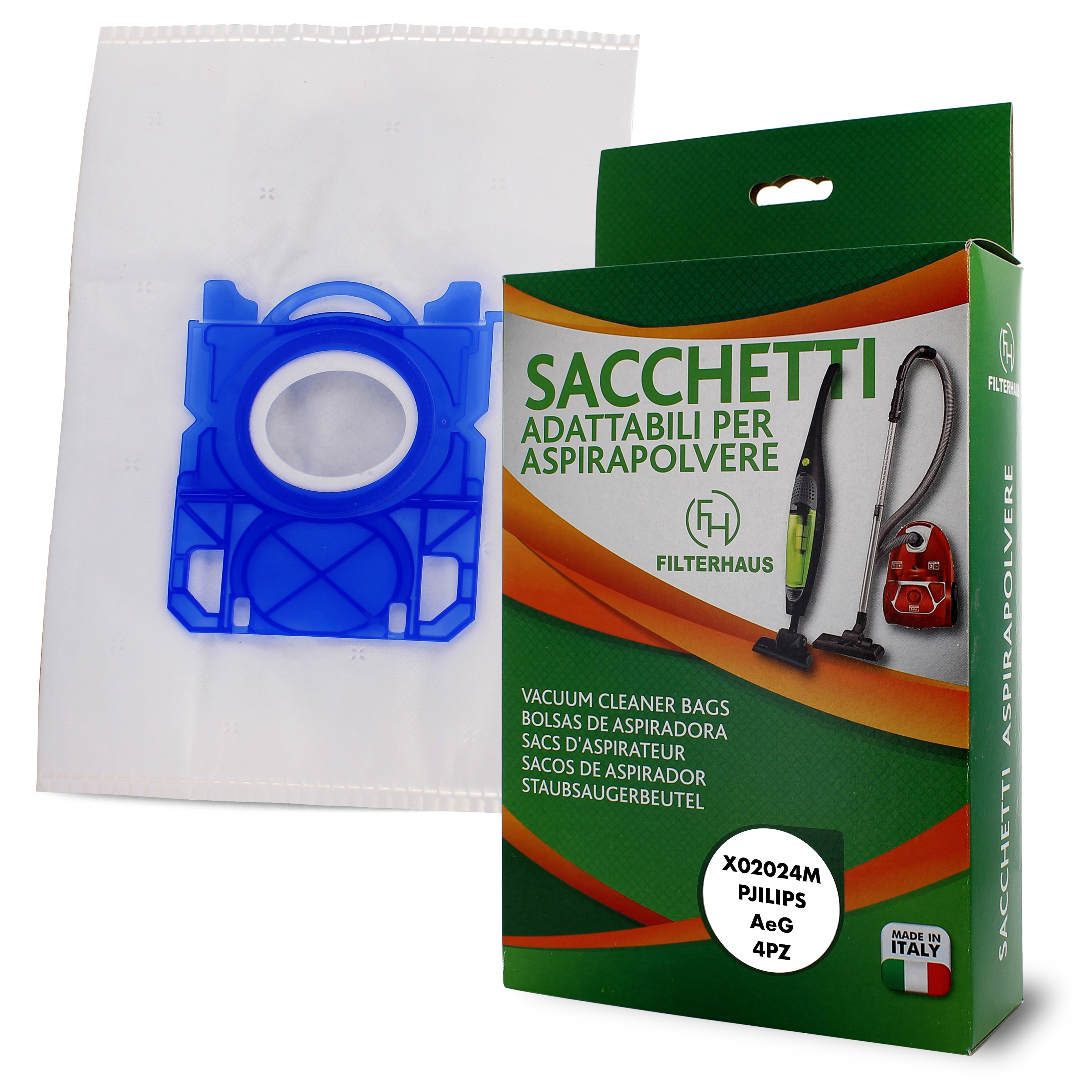 Confezione sacchetti per aspirapolvere in microfibra in scatola da 4 pz per mod.