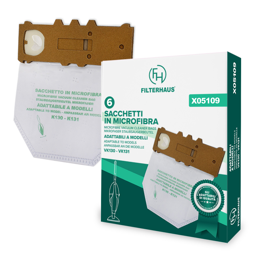 Confezione sacchetti in microfibra per aspirapolvere in scatola da 6 pz adattabi