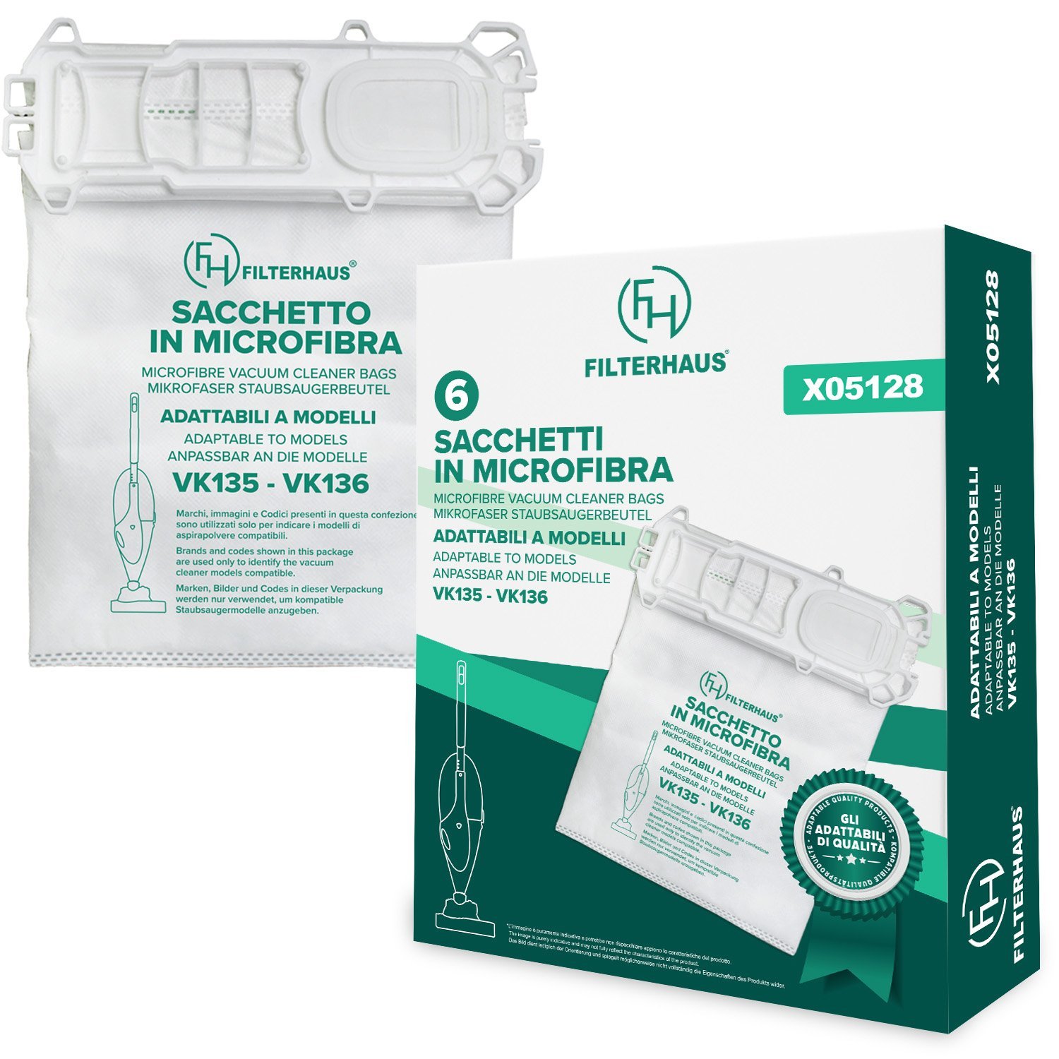 Confezione sacchetti in microfibra per aspirapolvere in scatola da 6 pz adattabi