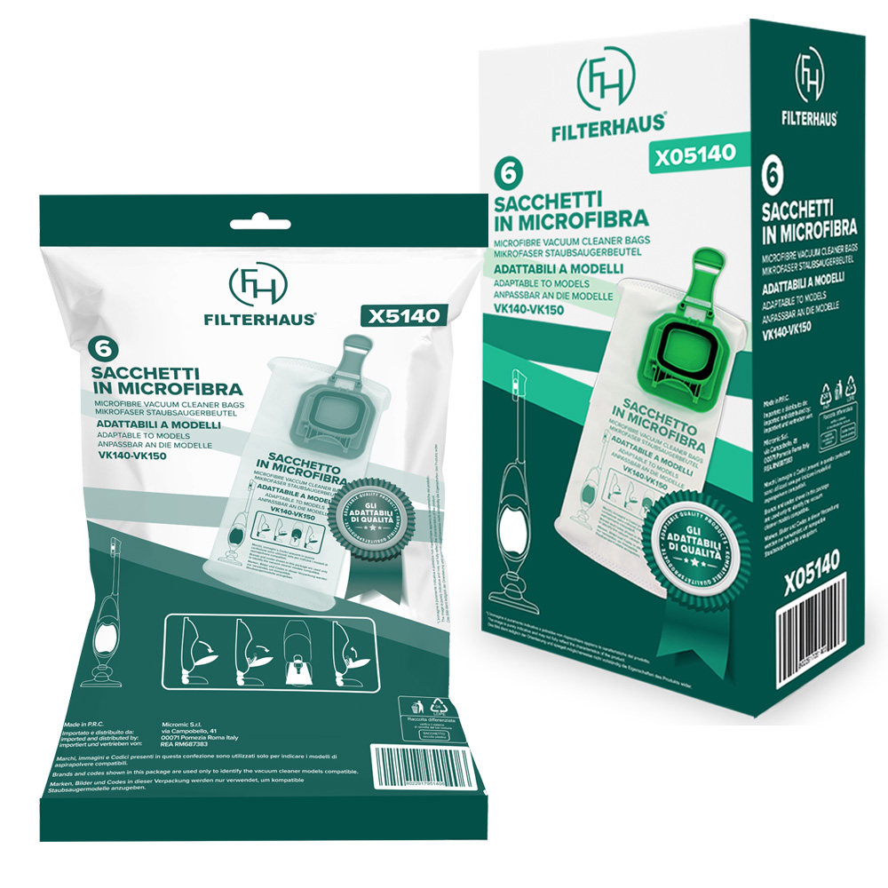 Confezione sacchetti in microfibra per aspirapolvere in scatola da 6 pz adattabi