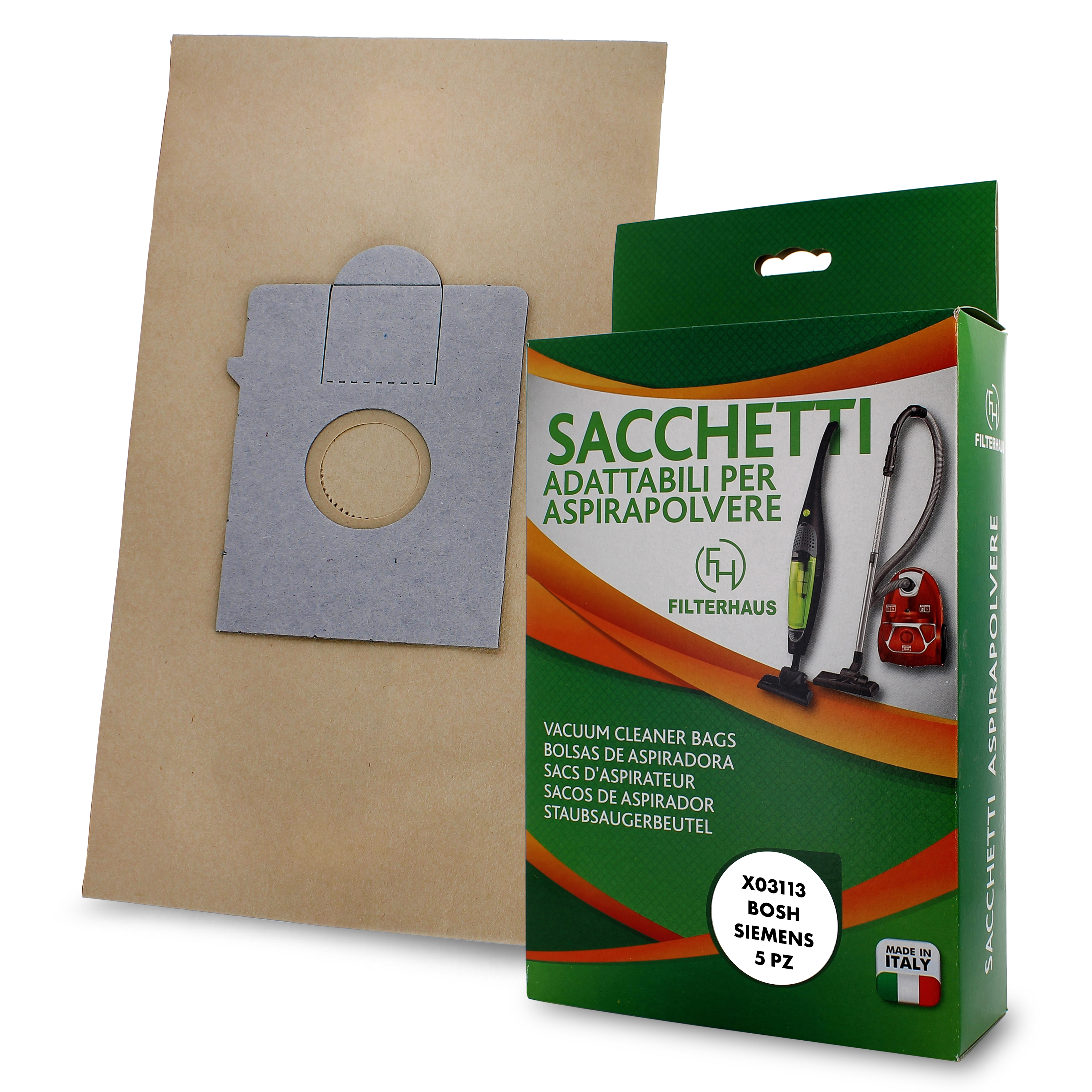 Confezione sacchetti per aspirapolvere in scatola da 5 pz per modello BSG14 adat
