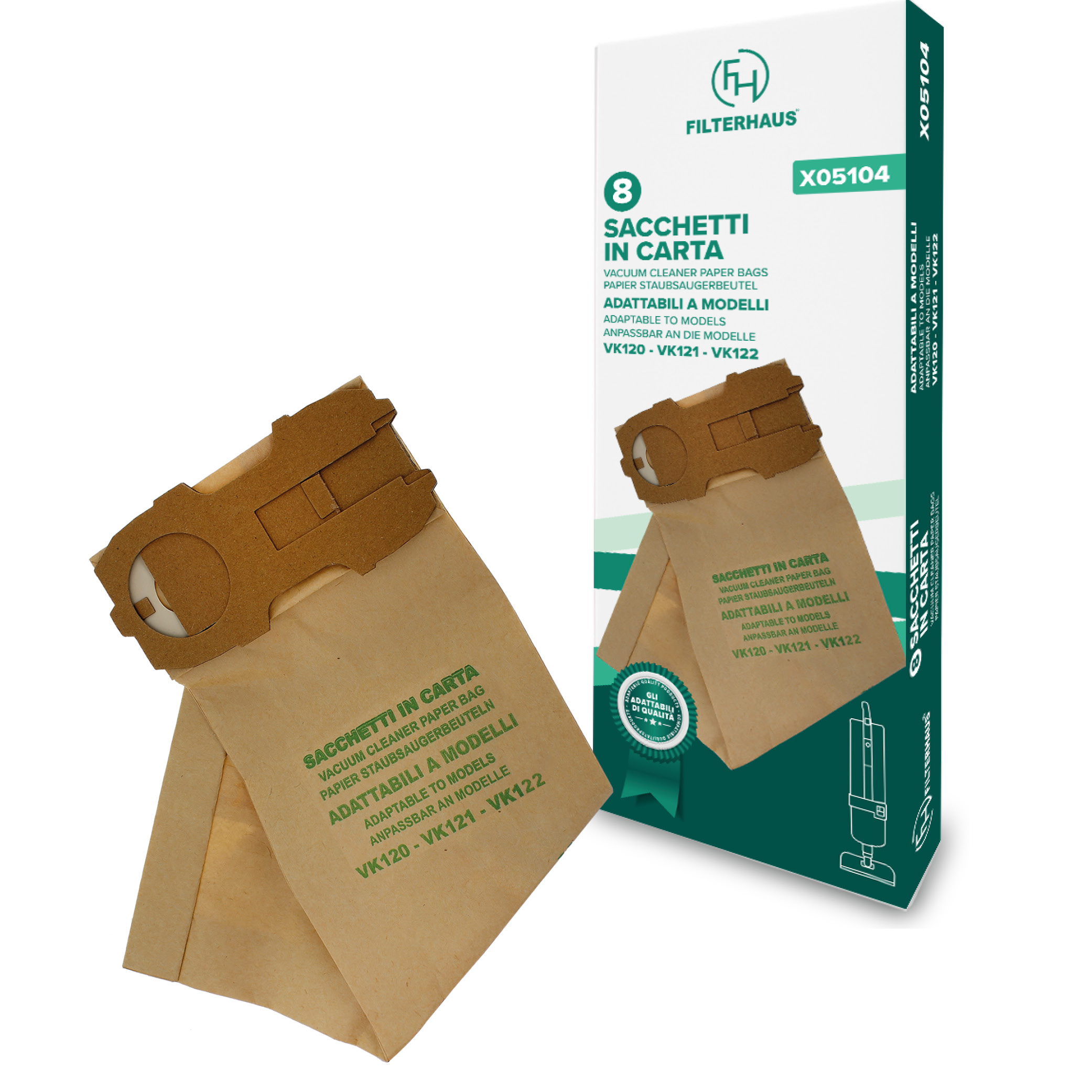 Sacchetti in carta con chiusura scorrevole adattabili a modelli VK120 VK121 e VK
