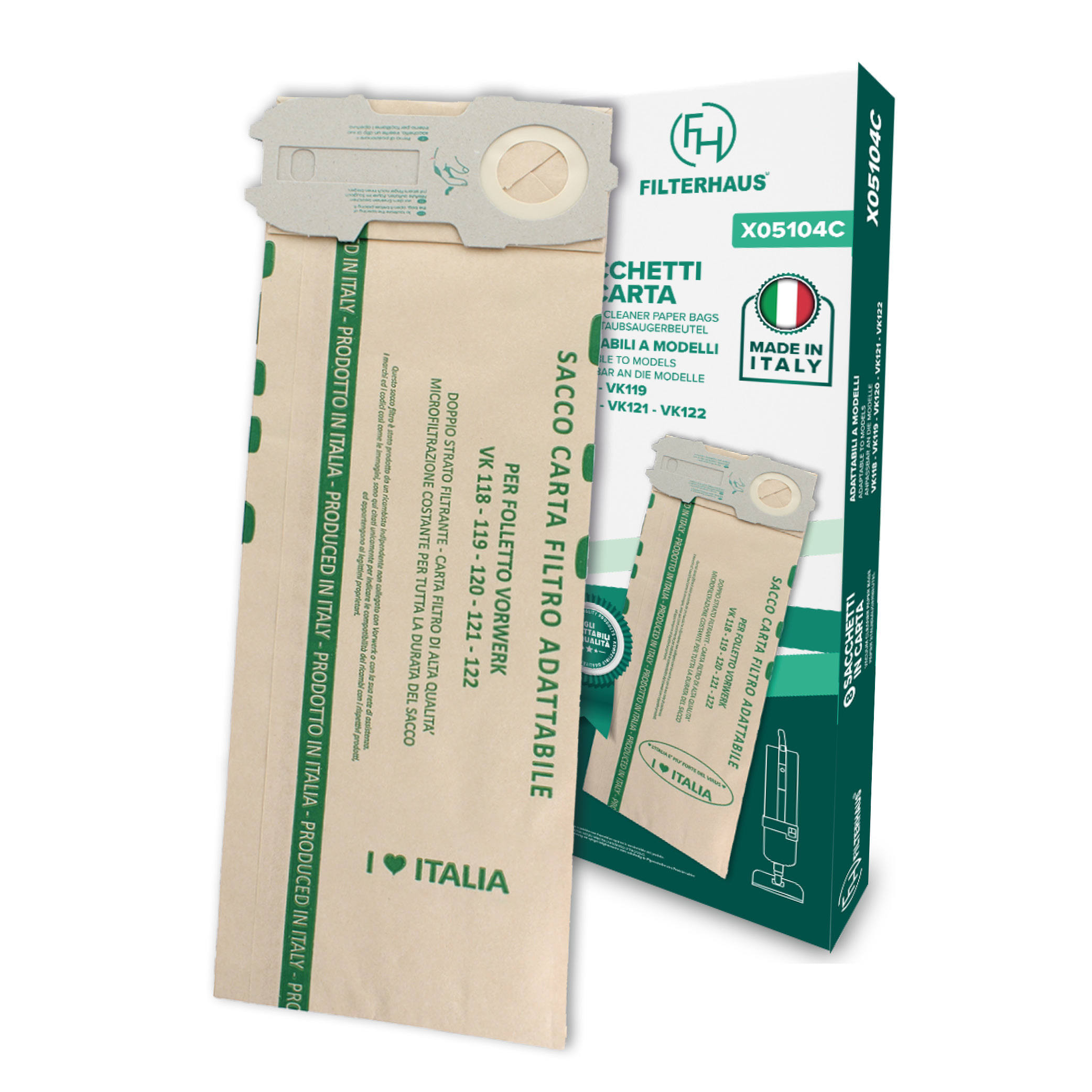 Sacchetti in carta con chiusura scorrevole adattabili a modelli VK120 VK121 e VK