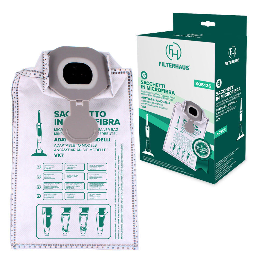 Sacchetti in microfibra scatola 6pz per modello VK7 adattabile