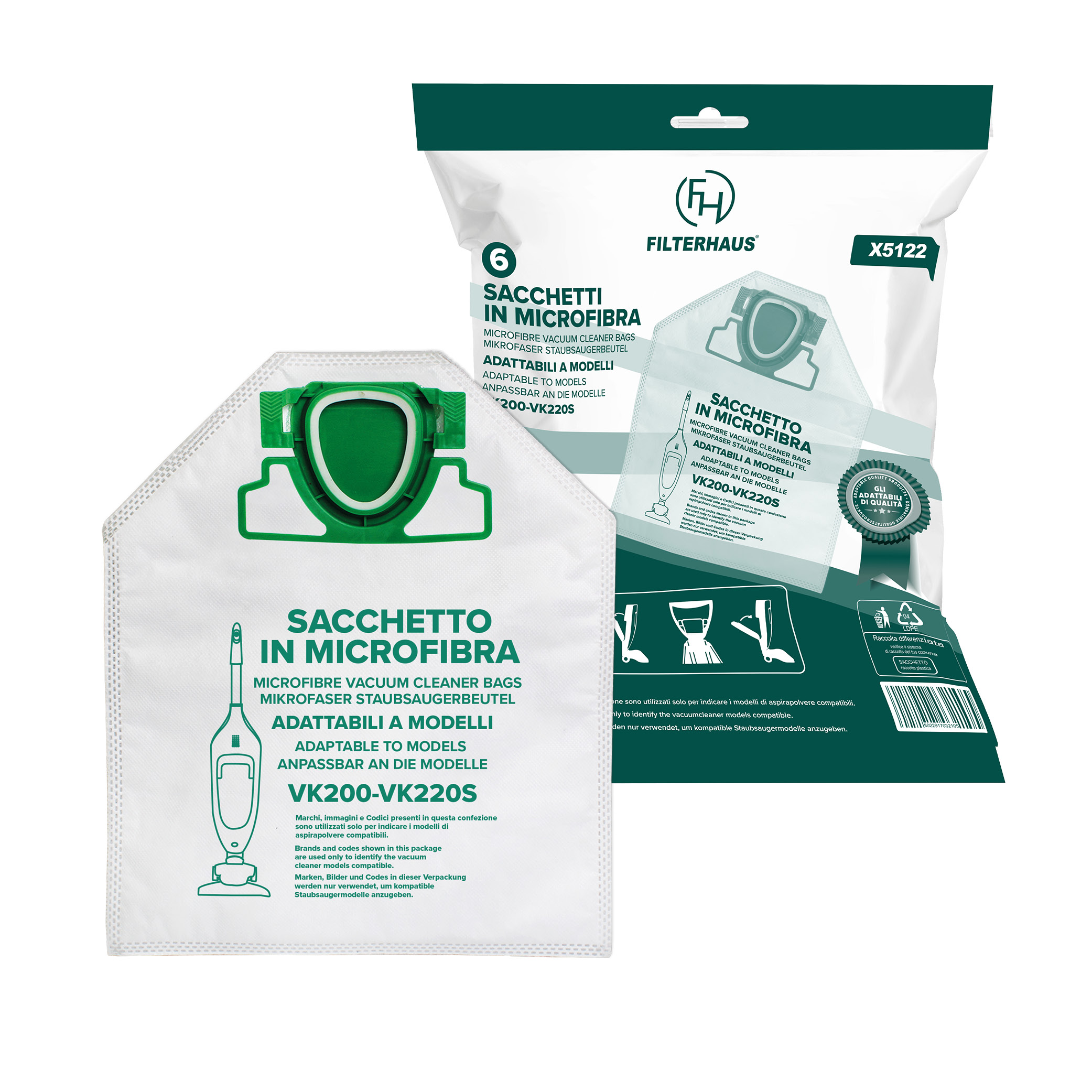 Sacchetti in microfibra adattabili a modelli VK200 e VK220S