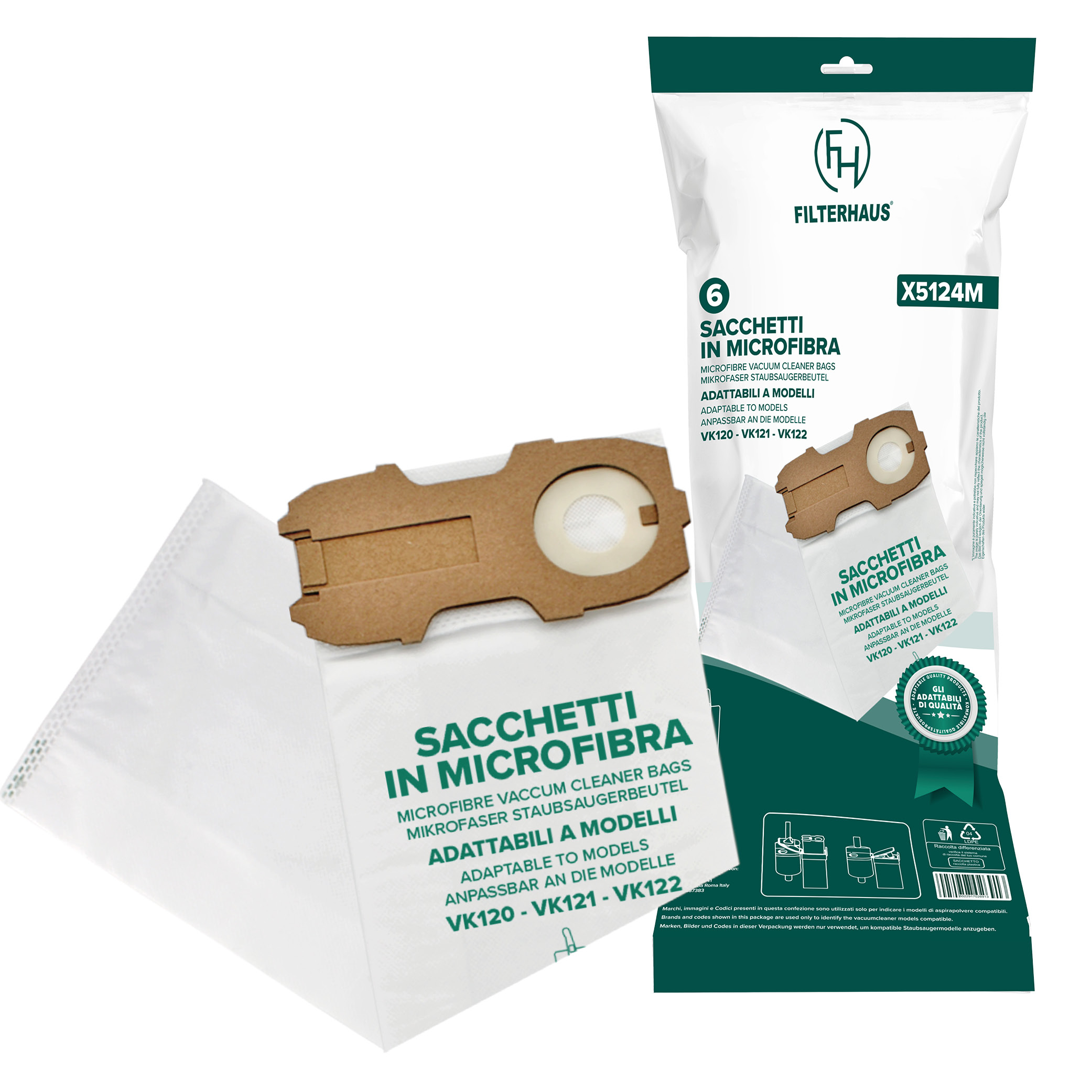 Sacchetti in microfibra con chiusura scorrevole adattabili a modelli VK120 VK121