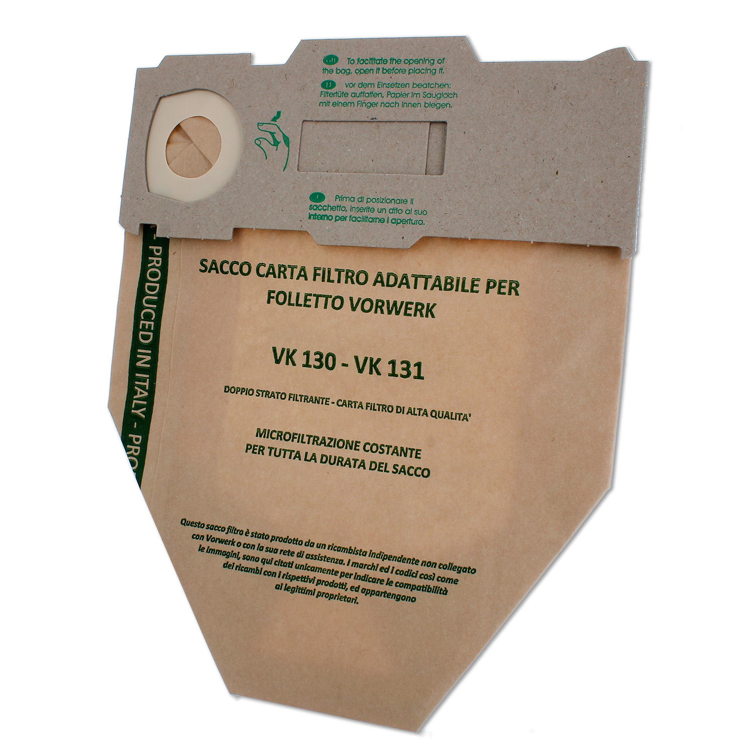 Sacchetti in carta con chiusura scorrevole adattabili a modelli VK130 e VK131 MA
