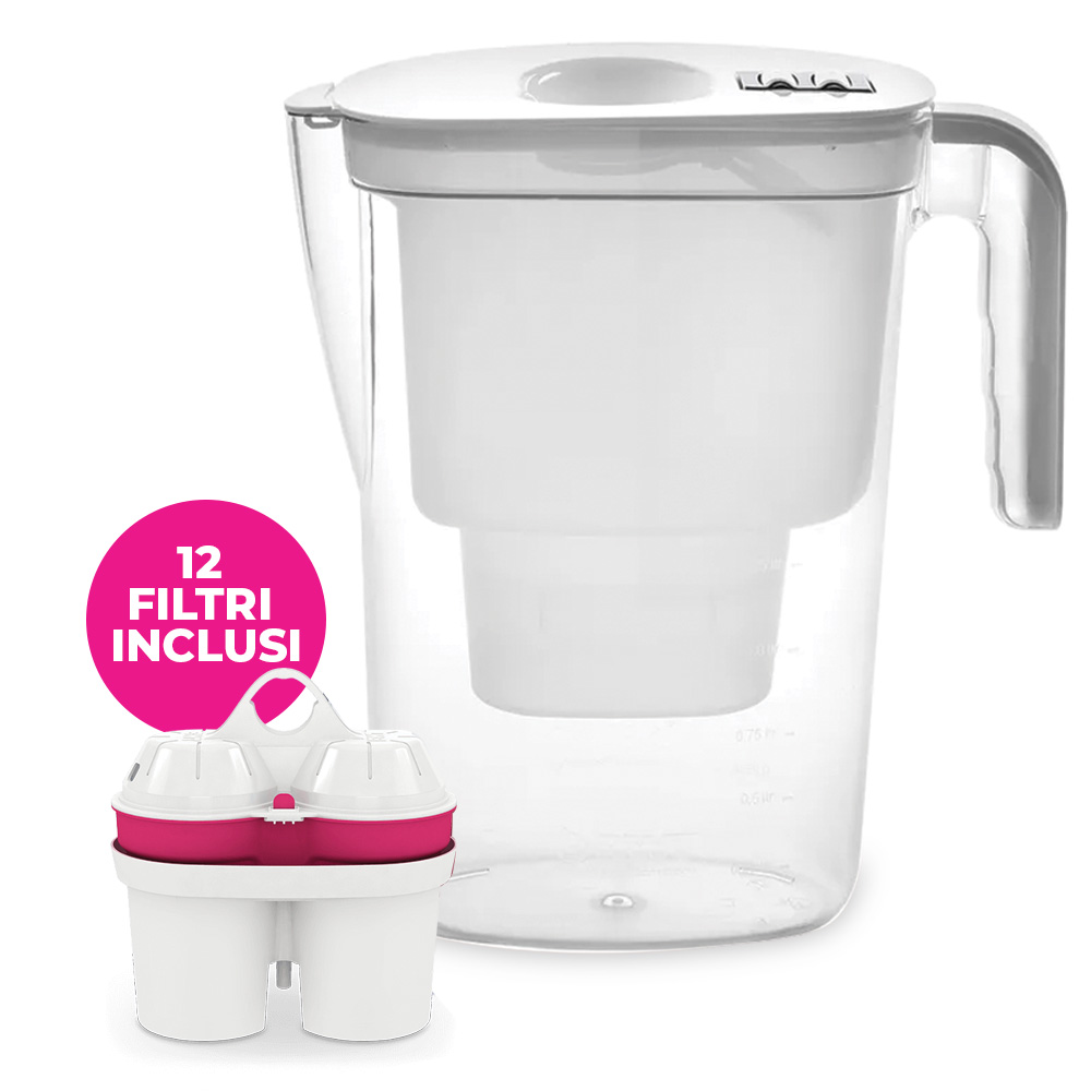 Caraffa modello vida capacità 2,6 lt longlifemg2+ di colore bianco con 12 filtri