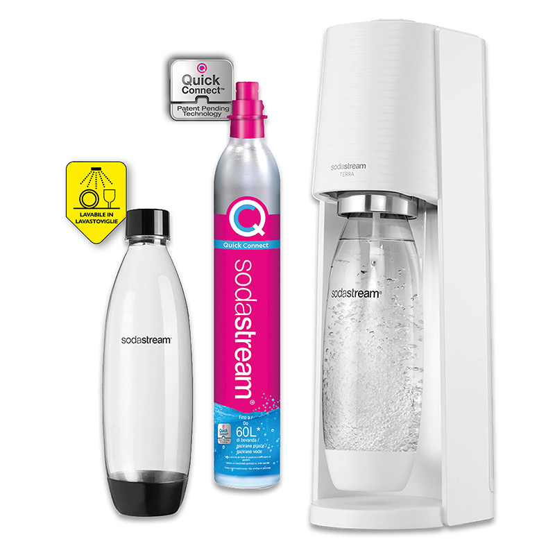 Gasatore terra white single pack confezione dotata di 1 gasatore,1 bottiglia da