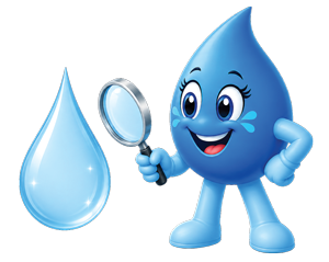Penny Drop inspecting a drop of water for purity