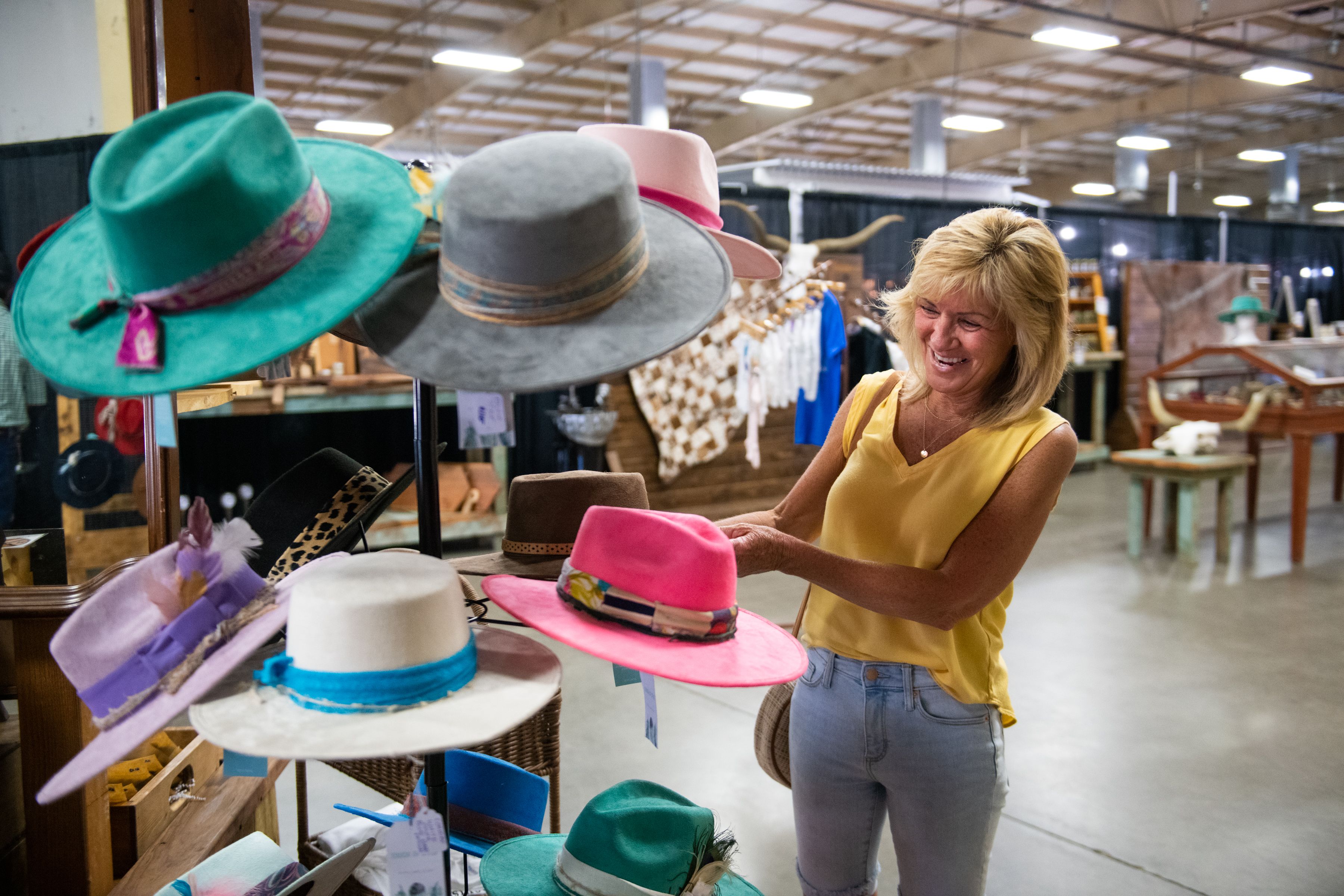 Person looking at hats