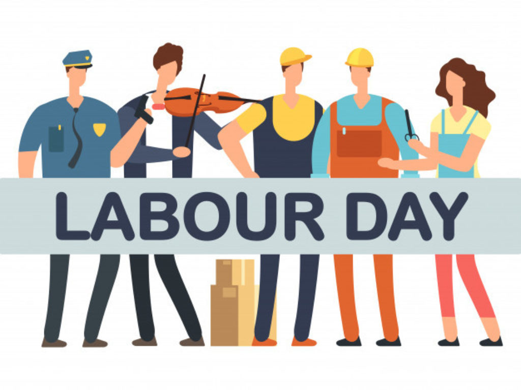 Labour day banner with cartoon professionals isolated white 53562 8320