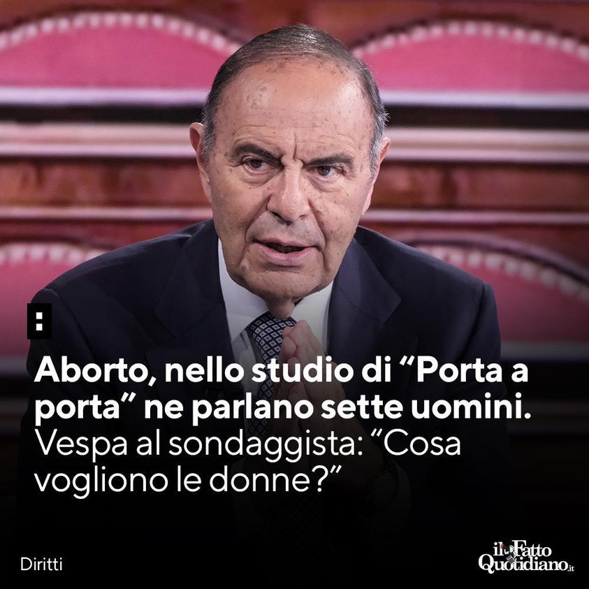 Bruno Vespa e la puntata sull’aborto: gli ospiti sono tutti uomini. Lo sberleffo sui social e il richiamo della presidente Rai