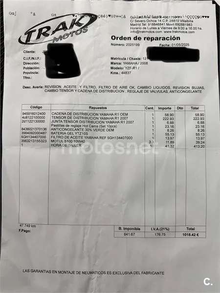 Yamaha R1 – Vista 6