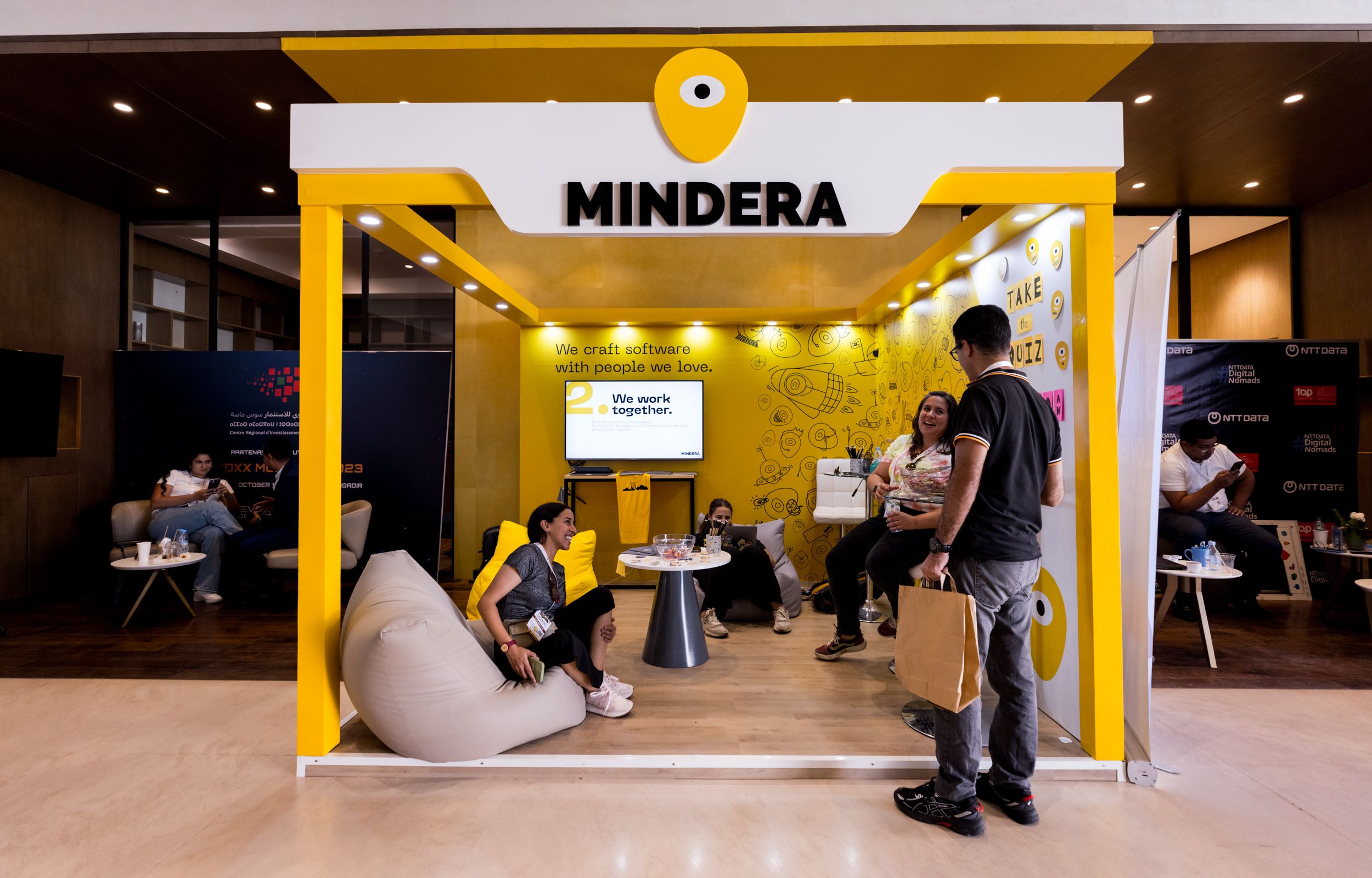 A photo of Mindera's booth at Devoxx 2023