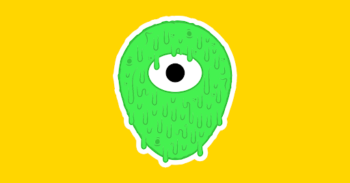 A green, dripping Minder logo that represents front-end developer skills. 