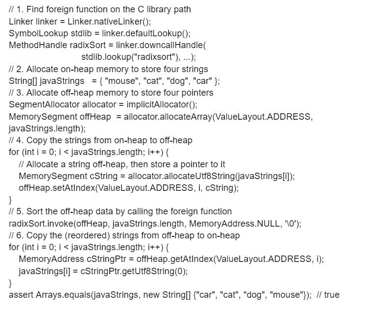 Java 19 foreign function and memory API code