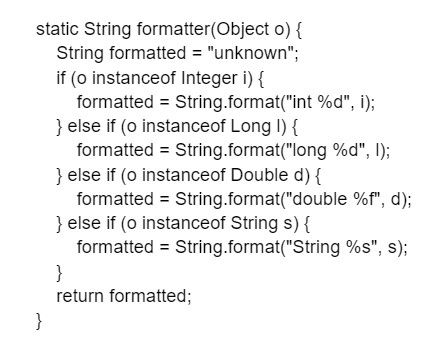 Java 19 pattern matching for switch code