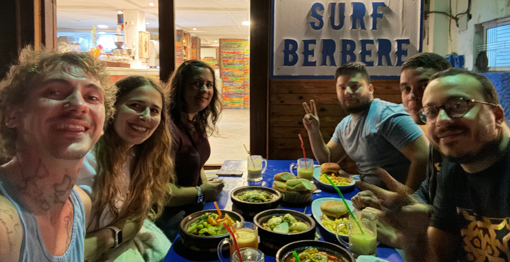 Some of the team who attended Devoxx Morocco enjoying a meal together