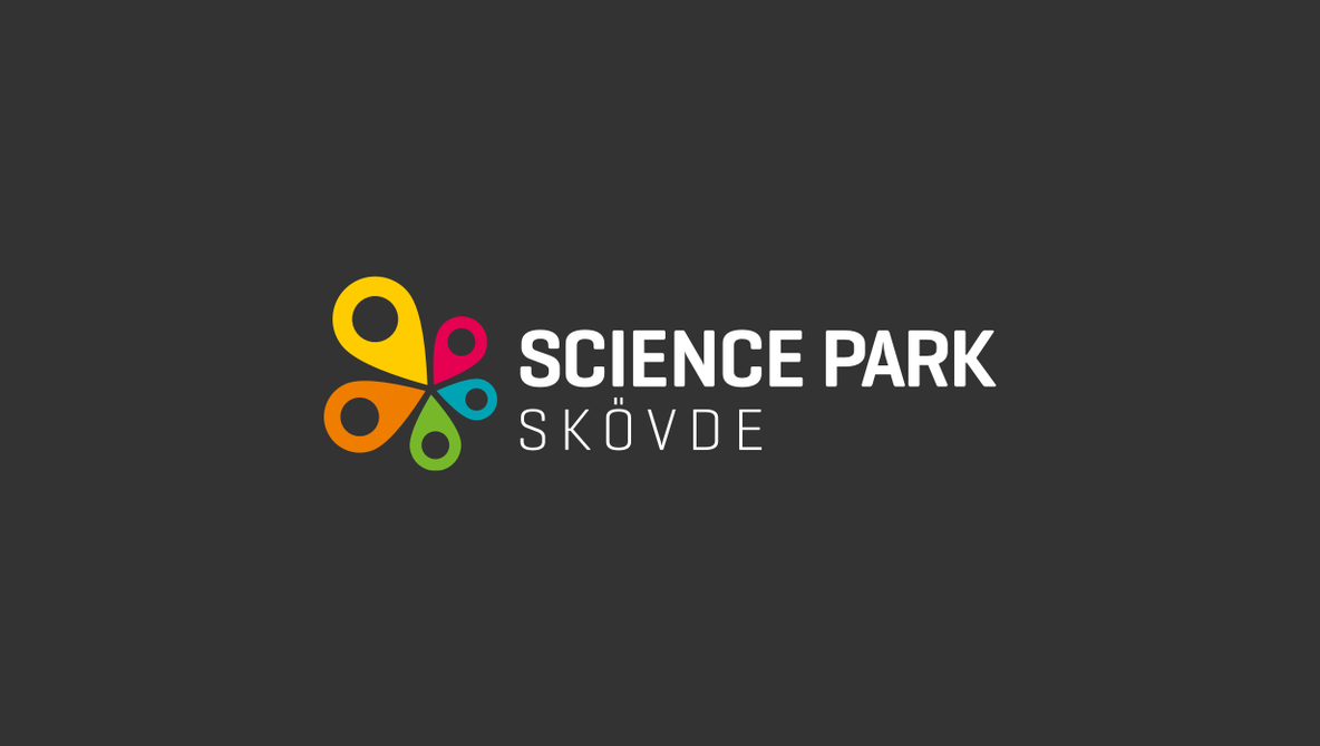 Science Park Skövde – logotyp på mörk bakgrund