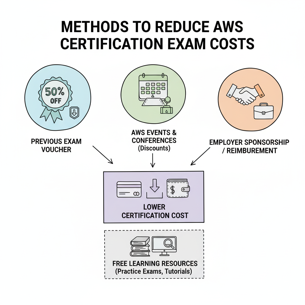 Hand-drawn concepts for business and events, including a 50% off voucher, AWS event calendar, sponsorship handshake, and resource icons.