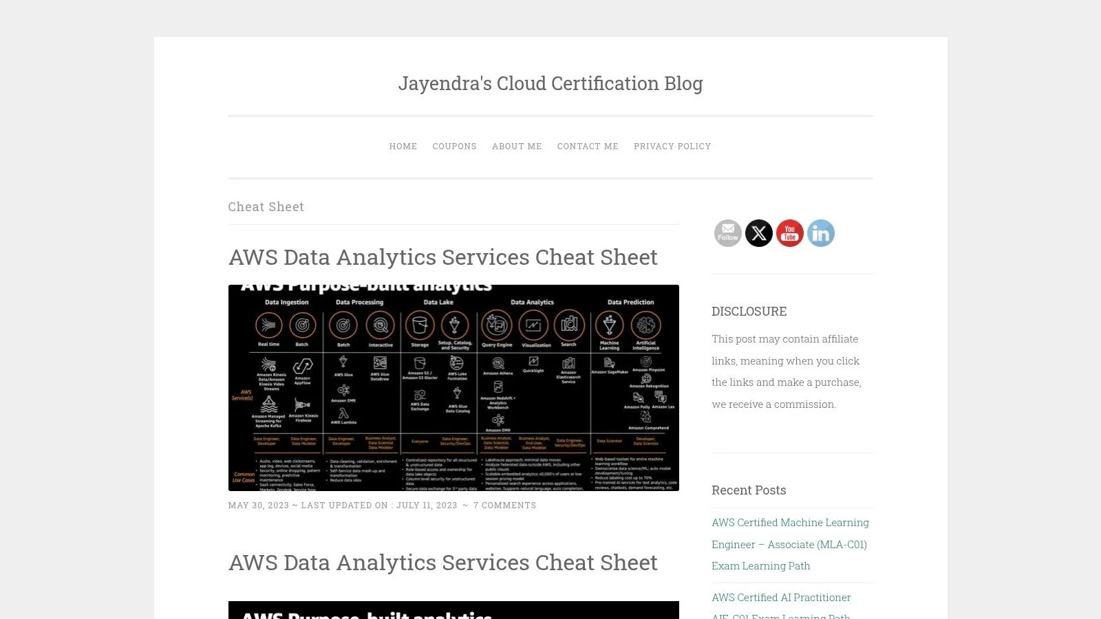 Jayendra’s Cloud Certification Blog – AWS Cheat Sheets