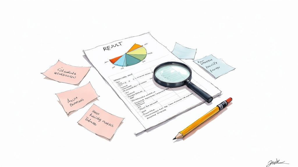 A flowchart showing a continuous loop of studying, taking a practice exam, analyzing results, and then back to studying, representing an iterative improvement process.