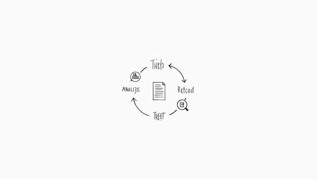 A flowchart showing a continuous loop of studying, taking a practice exam, analyzing results, and then back to studying, representing an iterative improvement process.