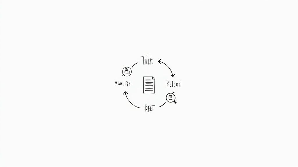 A person with a thoughtful expression, looking at a laptop screen with a question mark icon, representing common queries about the AZ-900 exam.
