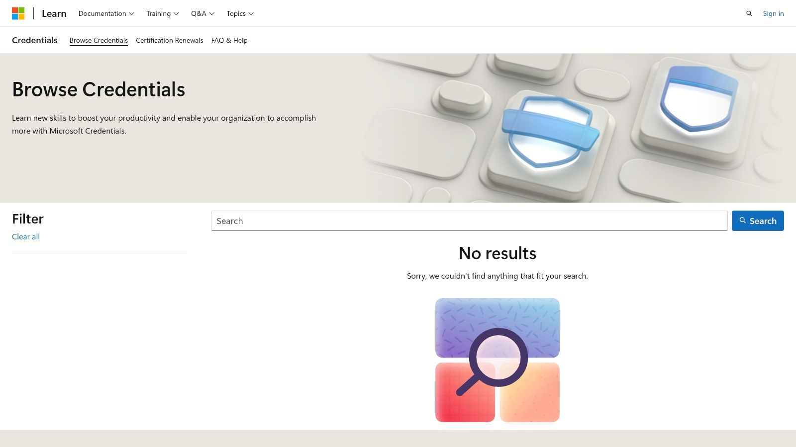 An image of the Microsoft Learn certification browser, filtered to show the Azure certification list.