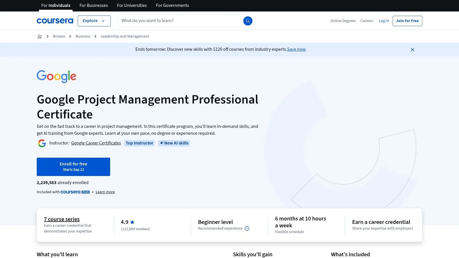 Coursera — Google Project Management: Professional Certificate