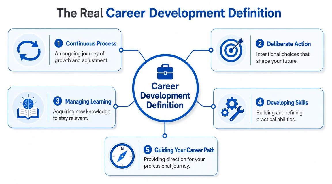 Diagram showing five components of career development.