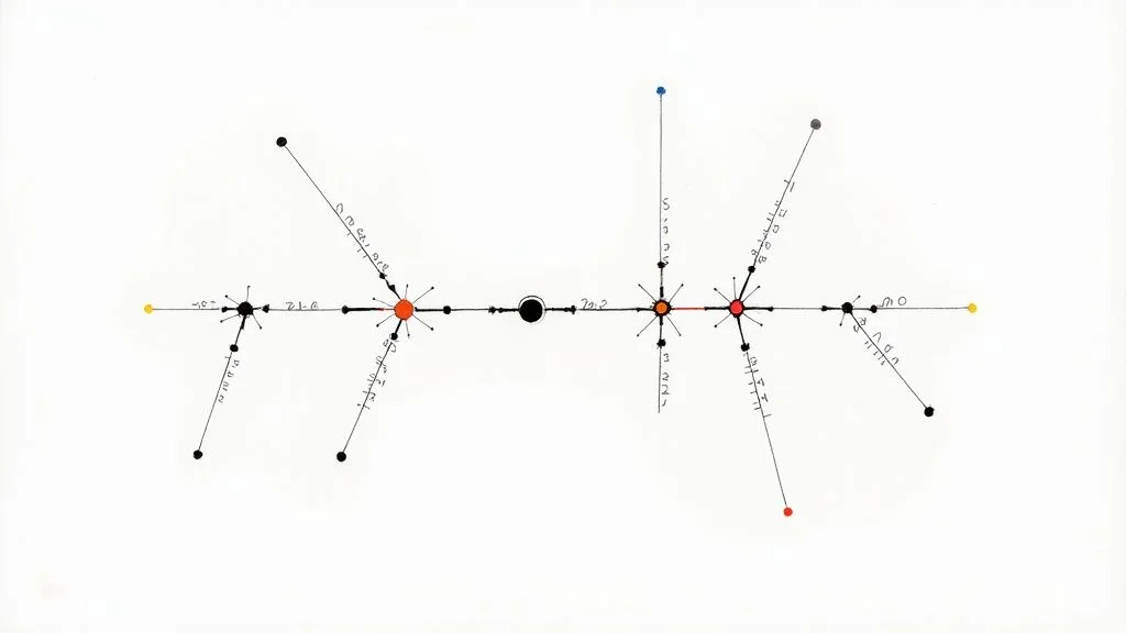 An infographic illustrating how a larger network is divided into smaller, more manageable subnets using subnetting and VLSM techniques.