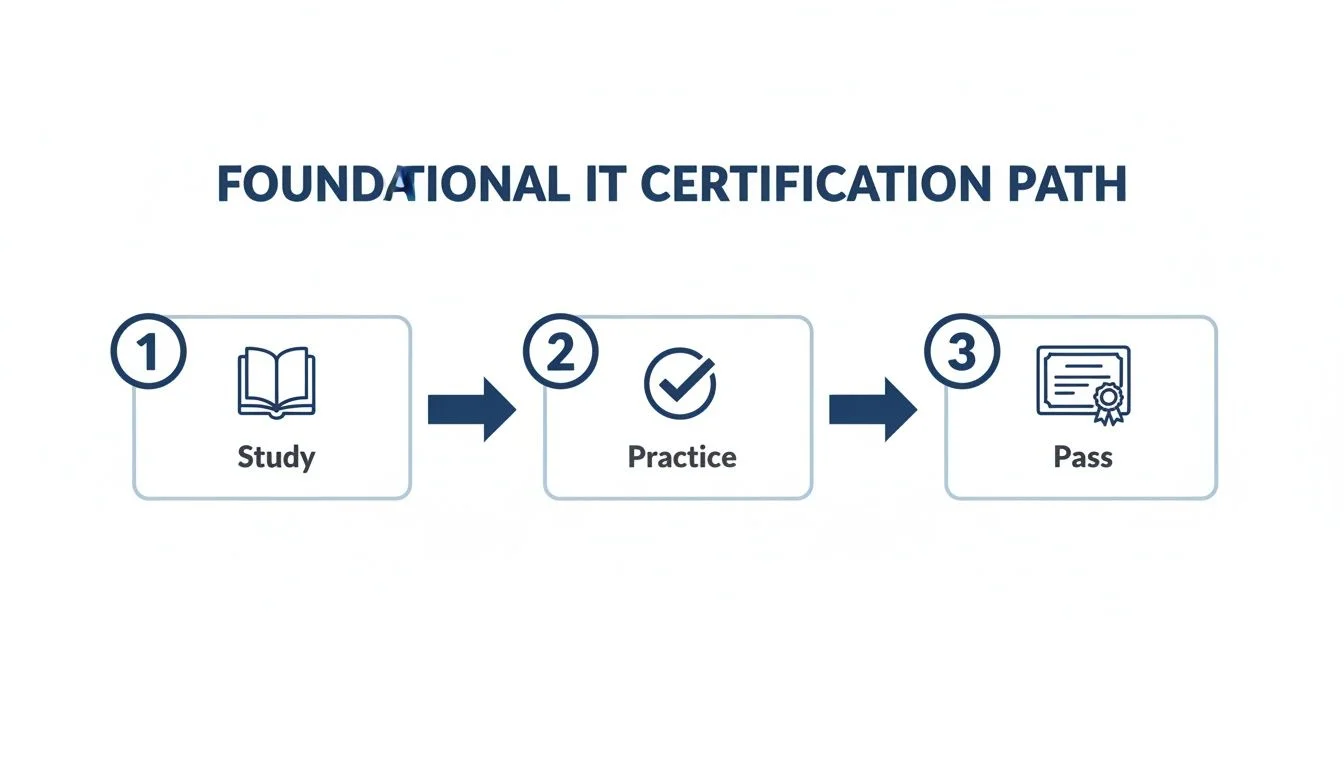 A roadmap illustrating an IT security career and certification path, from foundation to GRC and compliance.