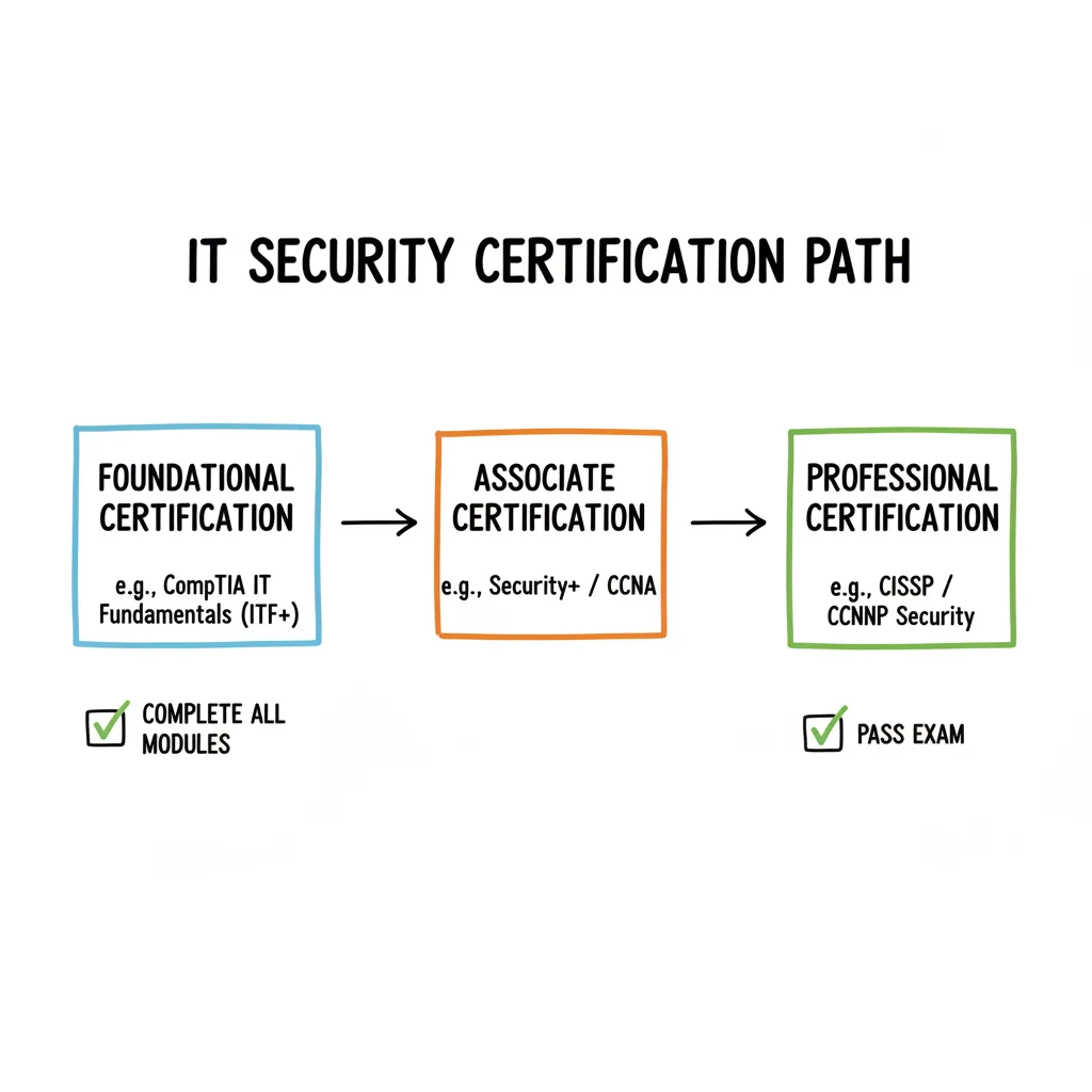 Diagram illustrating the Foundational IT Certification Path with three steps: Study, Practice, Pass.