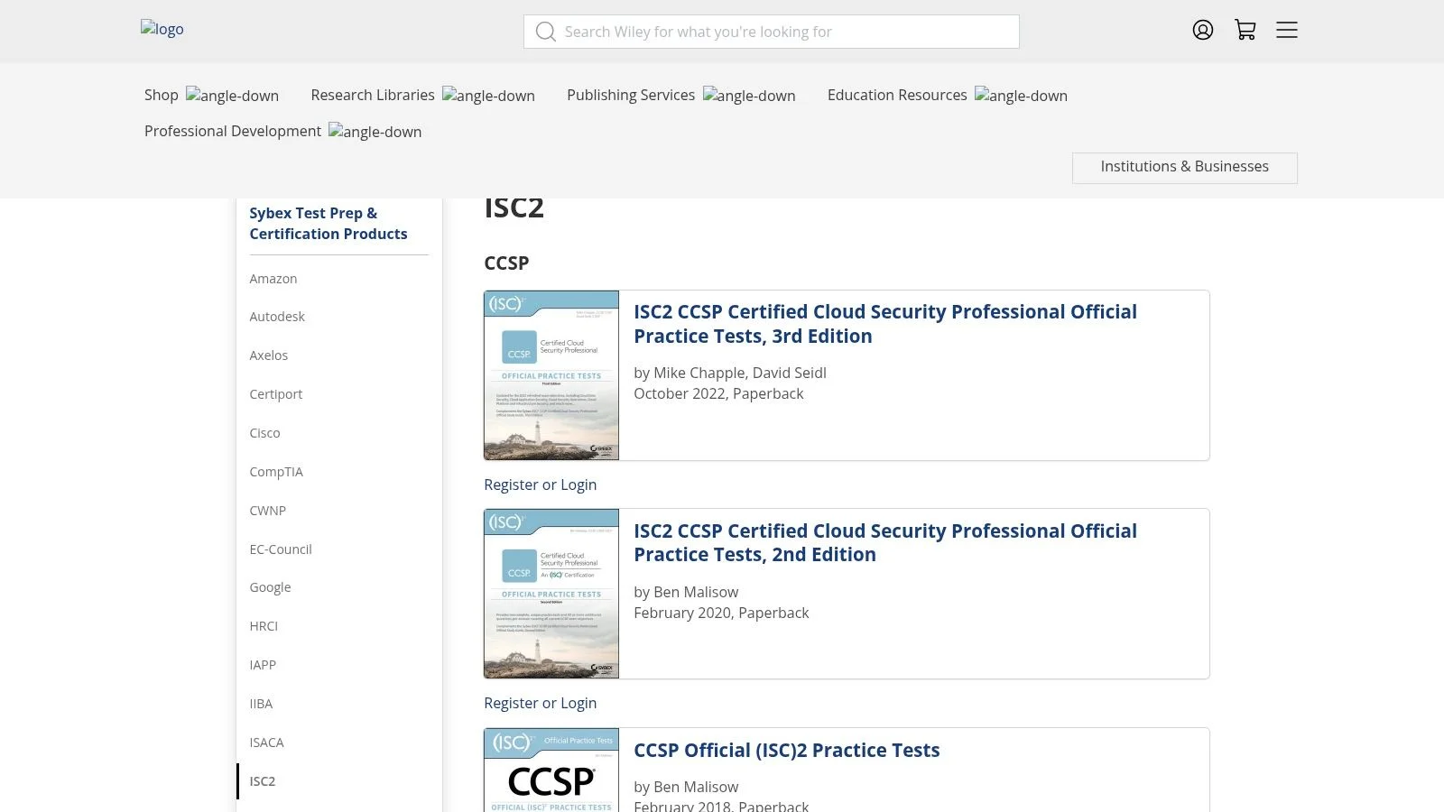 ISC2 Store (Pearson VUE / GovStore)