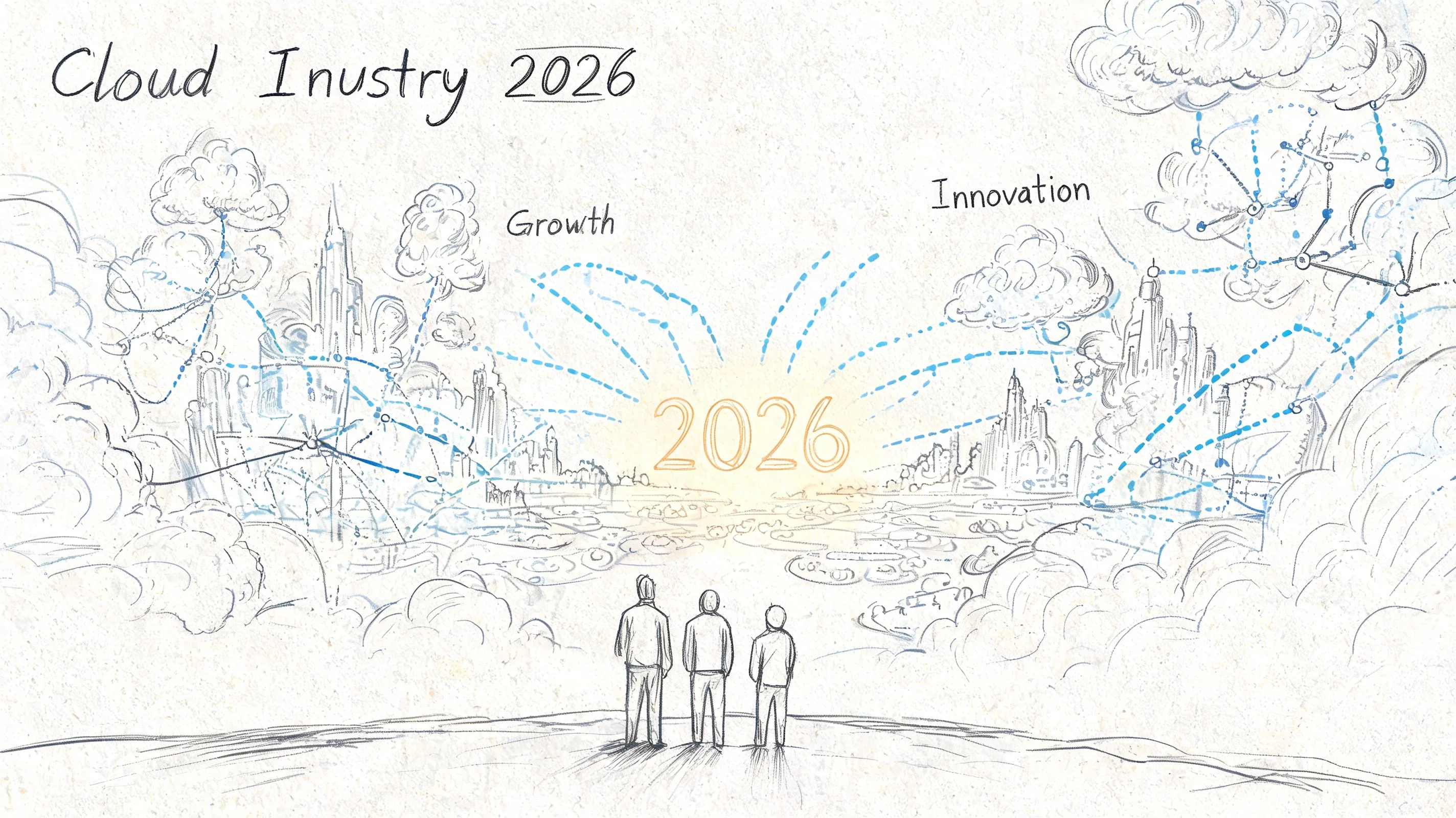 People looking at a futuristic city representing cloud computing.