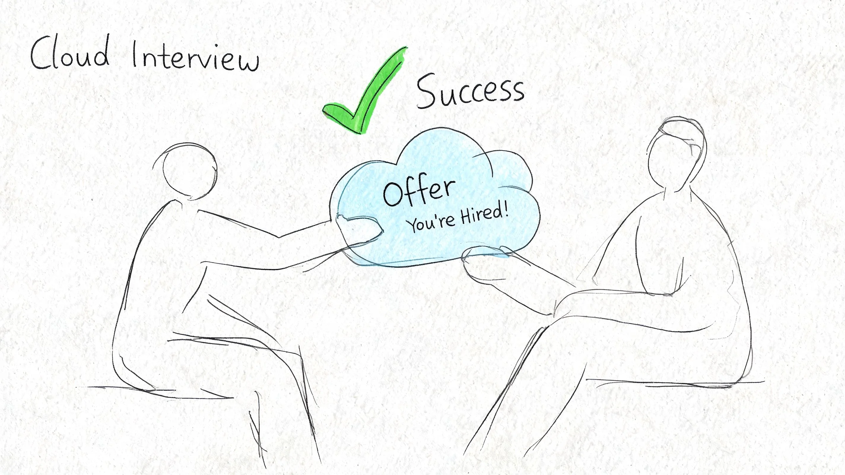 Illustration of a successful job interview in a cloud context.