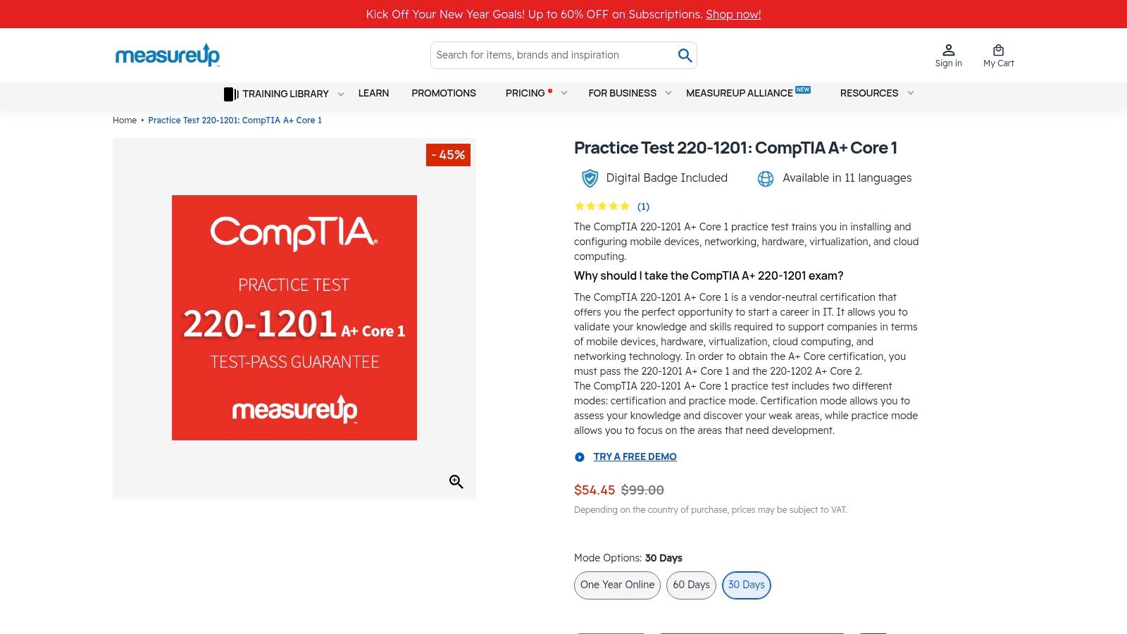 MeasureUp Exam Simulation Interface