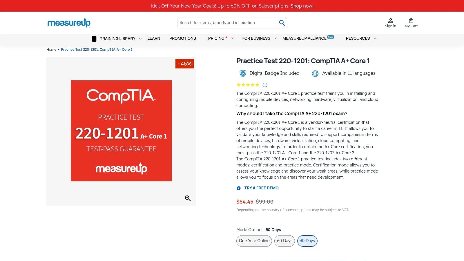 CompTIA CertMaster Practice Interface
