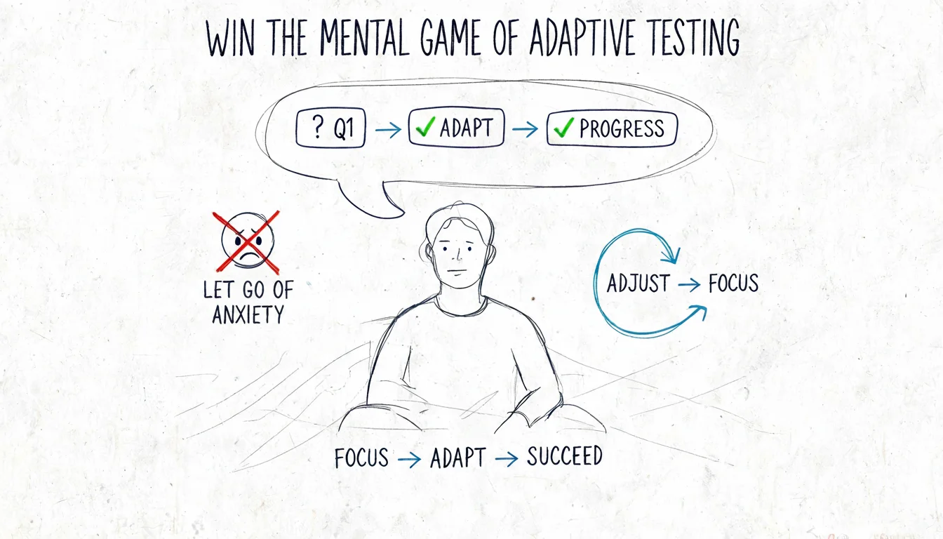 Sketch showing strategies to manage anxiety in adaptive testing.