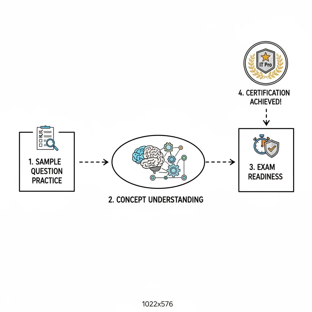 Illustration of a student at a desk with papers, a question mark, and an open book representing learning and connections.