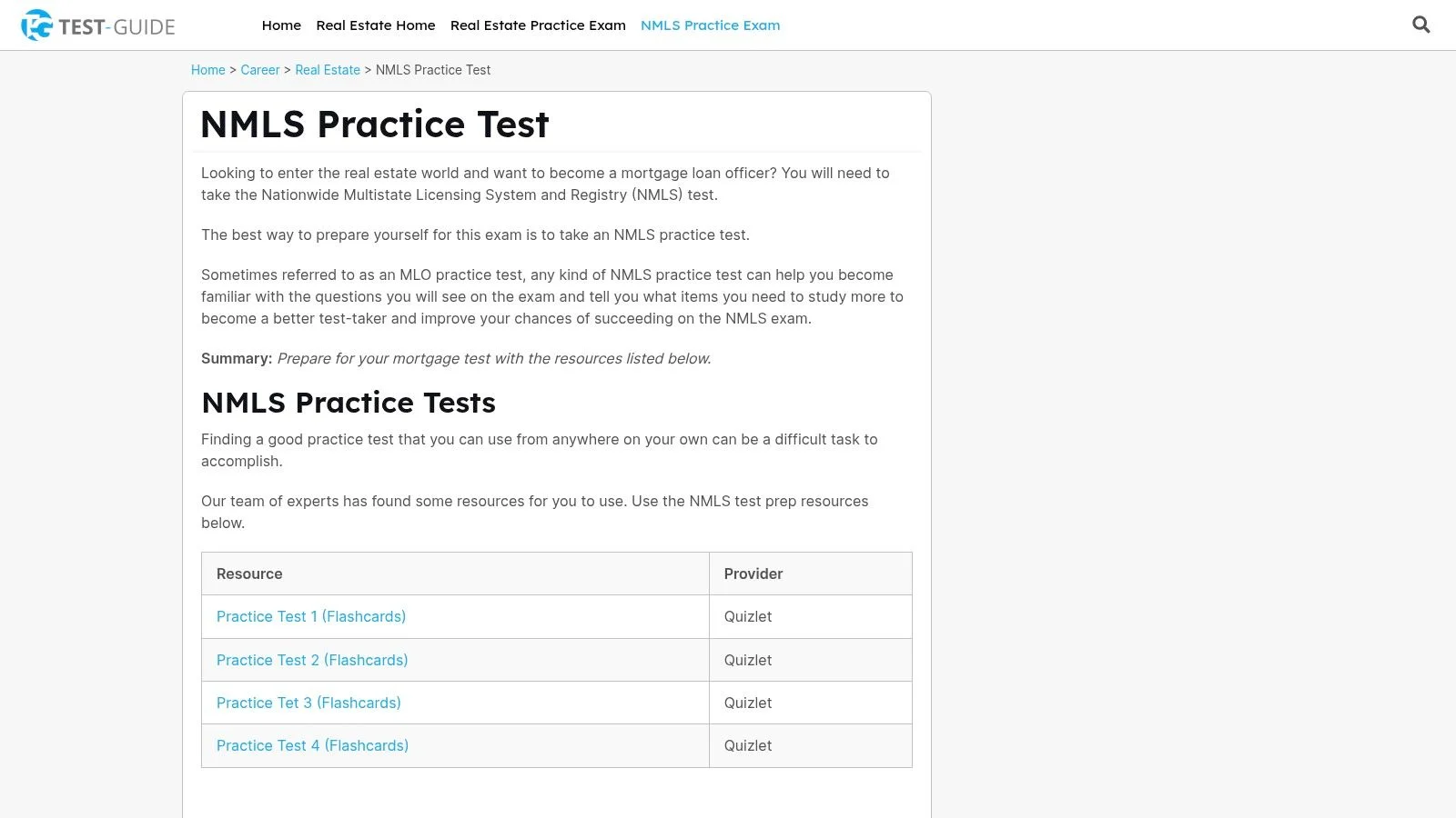 Test‑Guide — Free NMLS Practice Tests