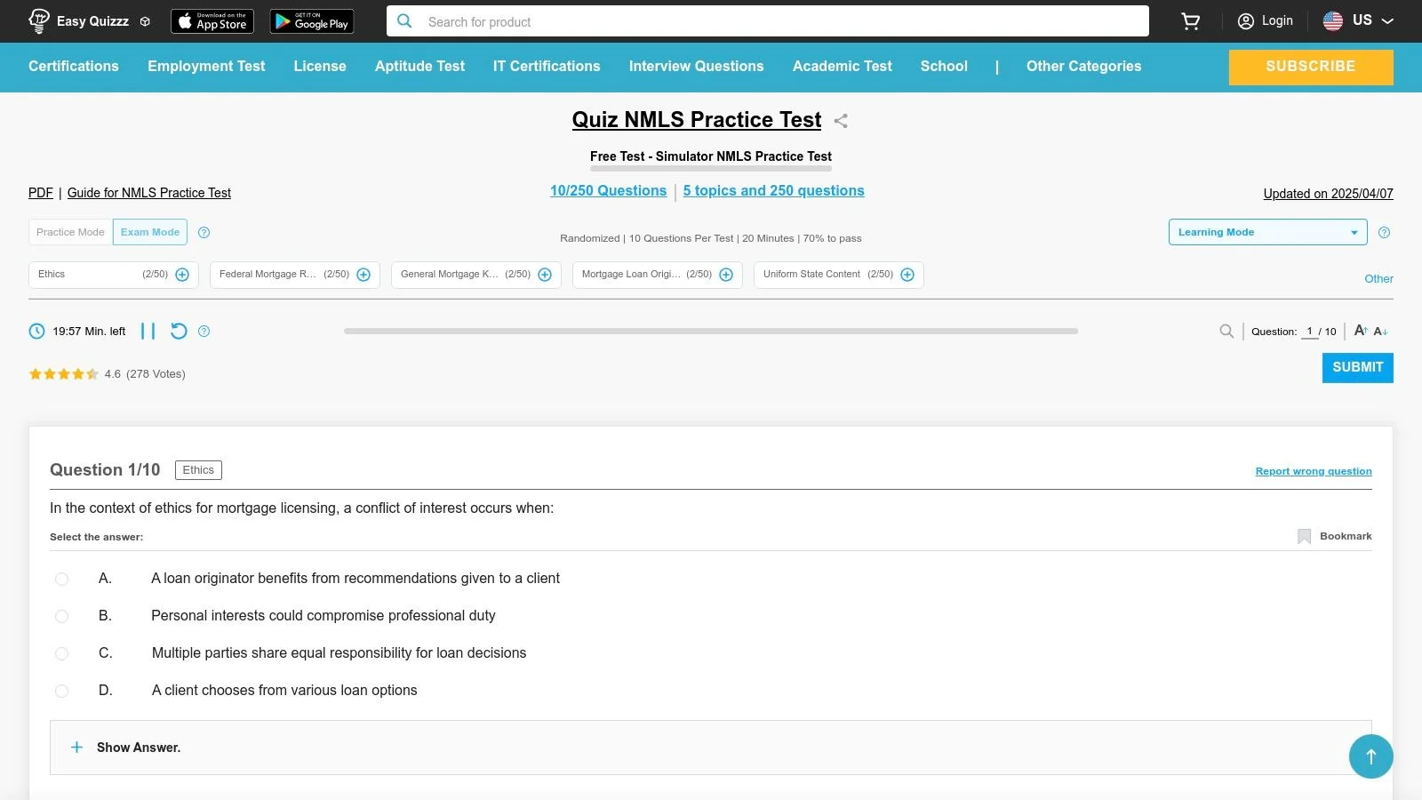 Easy‑Quizzz — Free NMLS Web Simulator (Freemium)