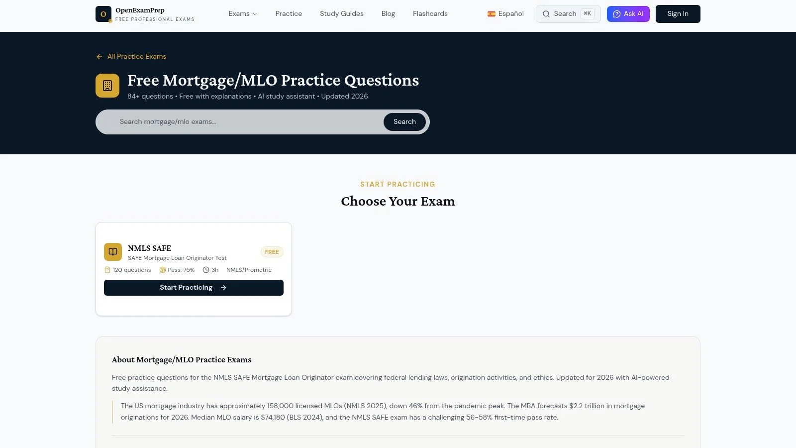 OpenExamPrep — Free NMLS Practice Questions