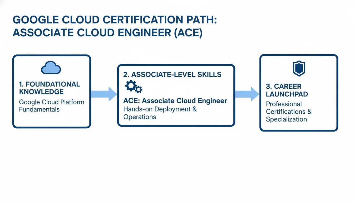 Four stacked blocks illustrating a certification journey: Foundational, Associate, and Professional levels.